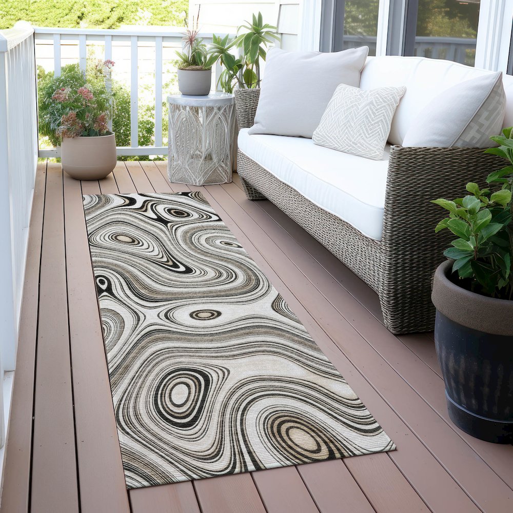 Machine Washable Indoor/Outdoor Chantille ACN2097 Ivory 2'3" x 7'6" Runner Rug
