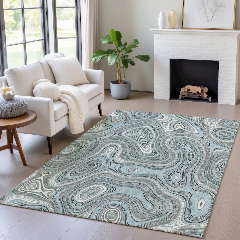 Machine Washable Indoor/Outdoor Chantille ACN2097 Sky 2'6" x 3'10" Rug
