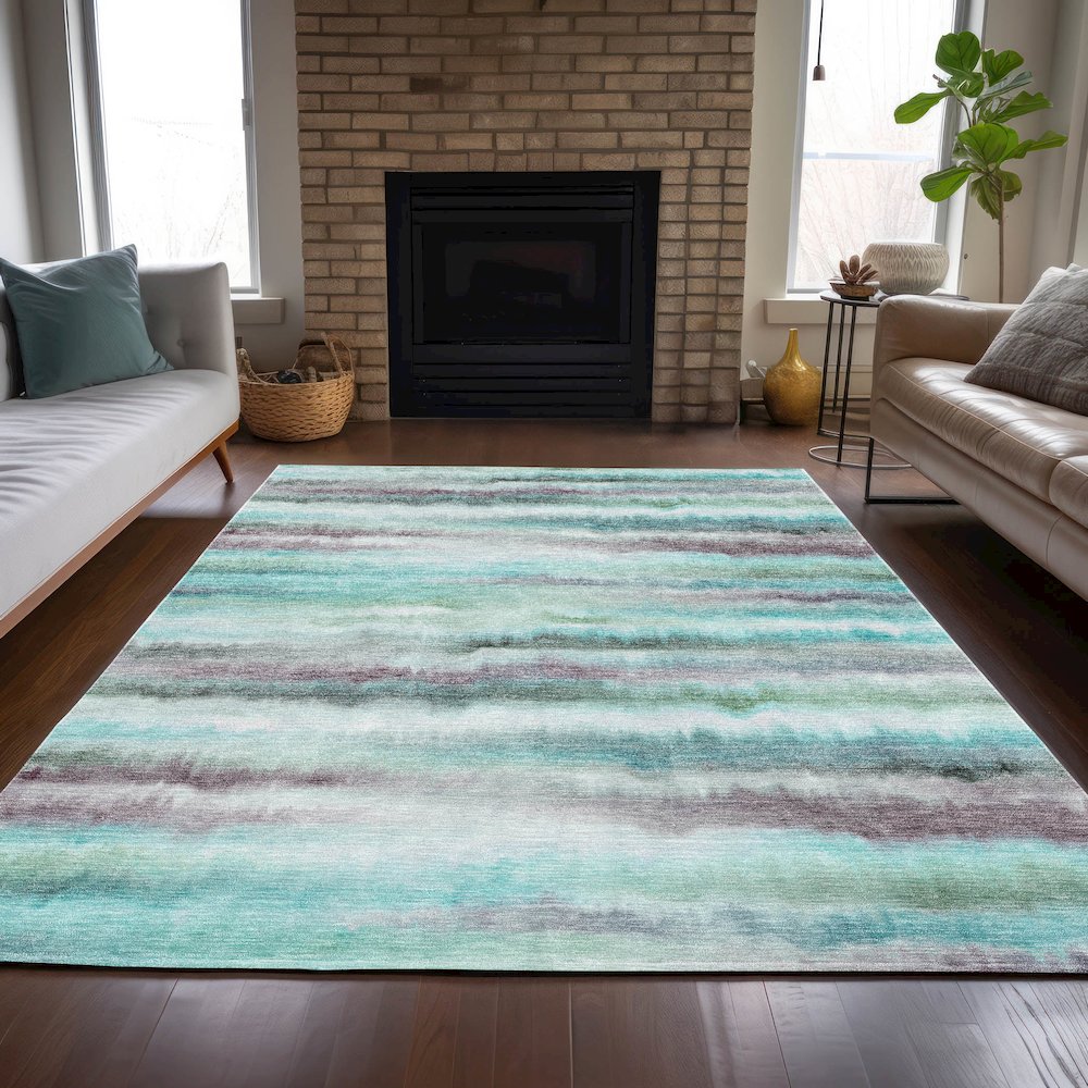Machine Washable Indoor/Outdoor Chantille ACN2098 Teal 2'6" x 3'10" Rug