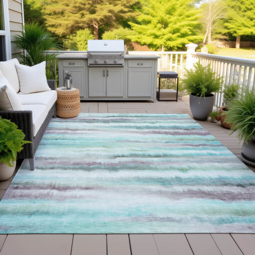 Machine Washable Indoor/Outdoor Chantille ACN2098 Teal 2'6" x 3'10" Rug