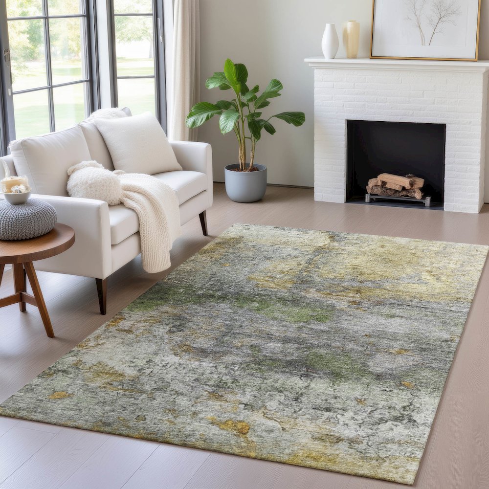 Machine Washable Indoor/Outdoor Chantille ACN2100 Olive 2'6" x 3'10" Rug
