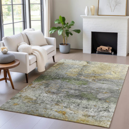 Machine Washable Indoor/Outdoor Chantille ACN2100 Olive 2'6" x 3'10" Rug