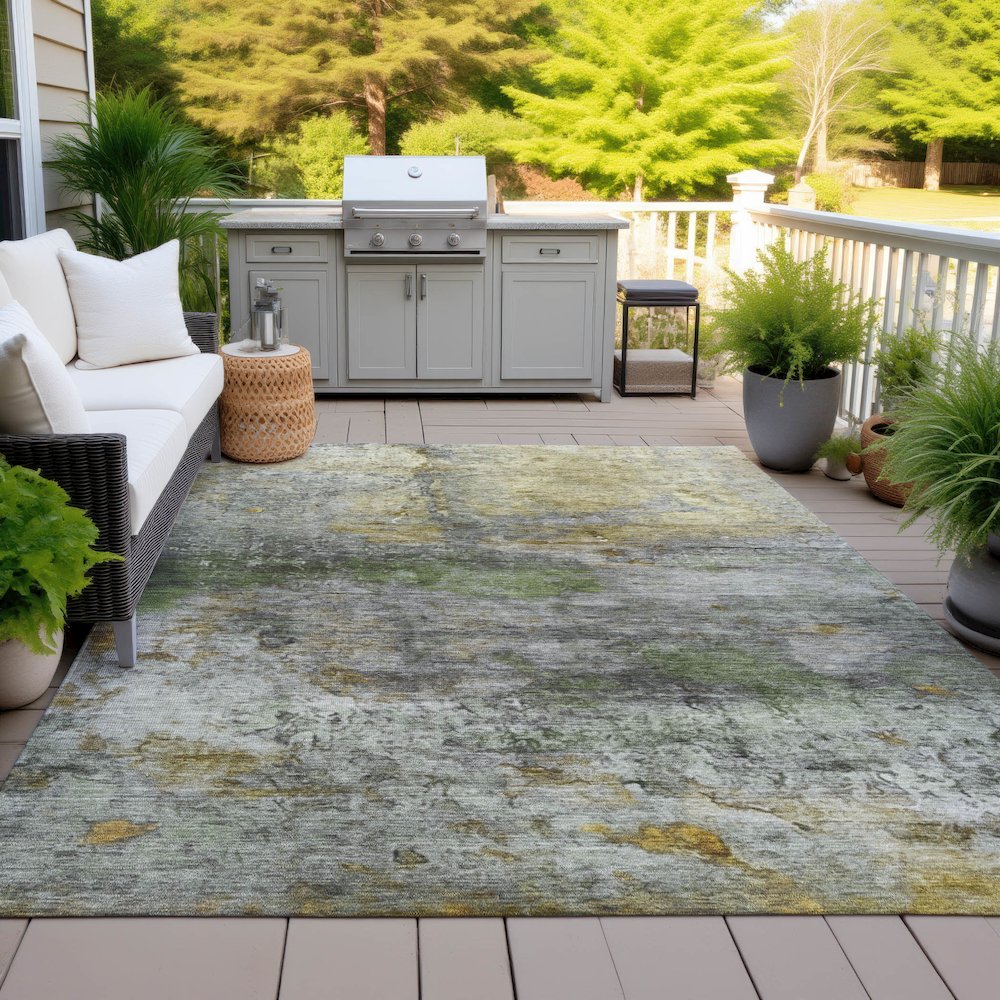 Machine Washable Indoor/Outdoor Chantille ACN2100 Olive 2'6" x 3'10" Rug