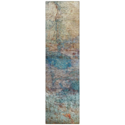 Machine Washable Indoor/Outdoor Chantille ACN2100 Teal 2'3" x 7'6" Runner Rug