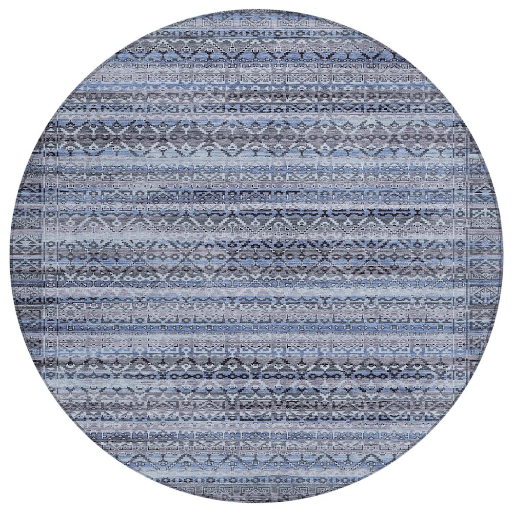 Machine Washable Indoor/Outdoor Chantille ACN2101 Blue 8' x 8' Round Rug