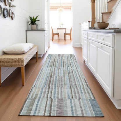 Machine Washable Indoor/Outdoor Chantille ACN2102 Teal 2'3" x 7'6" Runner Rug