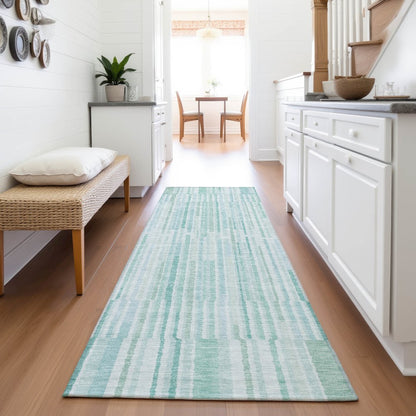 Machine Washable Indoor/Outdoor Chantille ACN2102 Turquoise 2'3"x7'6" Runner Rug