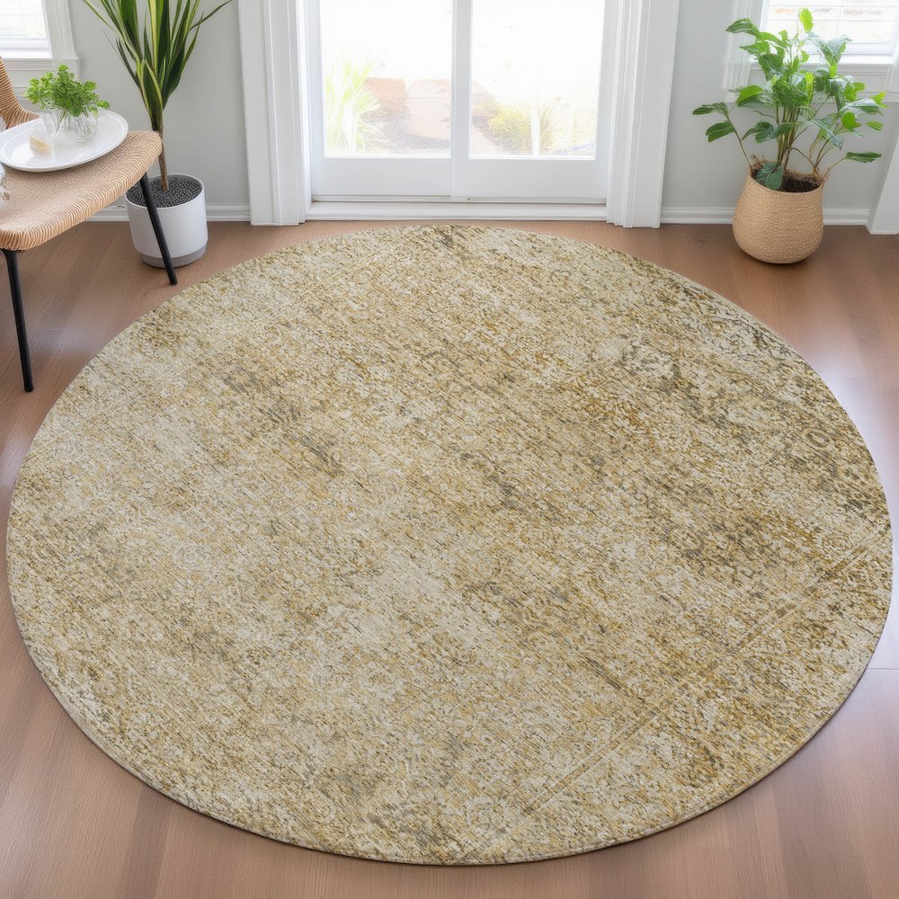 Machine Washable Indoor/Outdoor Chantille ACN2103 Copper 8' x 8' Round Rug