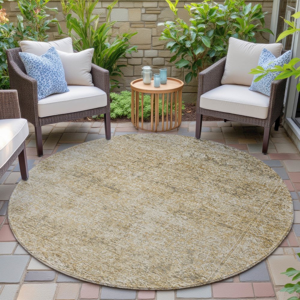 Machine Washable Indoor/Outdoor Chantille ACN2103 Copper 8' x 8' Round Rug