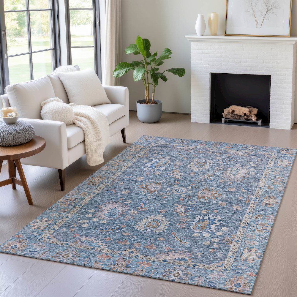 Machine Washable Indoor/Outdoor Chantille ACN2104 Blue 2'6" x 3'10" Rug