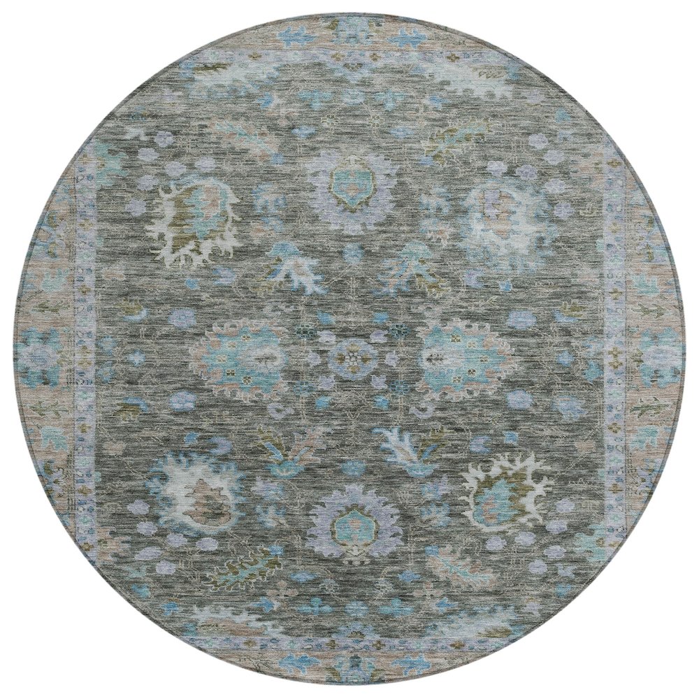 Machine Washable Indoor/Outdoor Chantille ACN2104 Fern 8' x 8' Round Rug