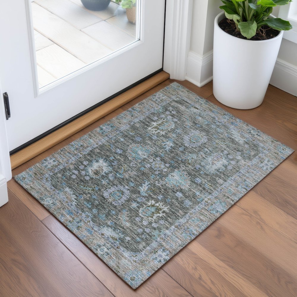 Machine Washable Indoor/Outdoor Chantille ACN2104 Fern 1'8" x 2'6" Rug