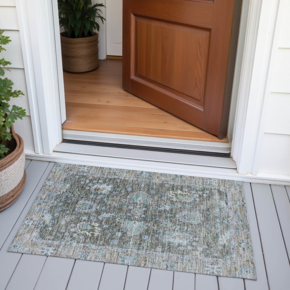 Machine Washable Indoor/Outdoor Chantille ACN2104 Fern 1'8" x 2'6" Rug