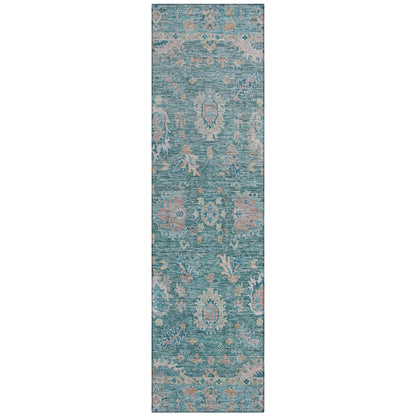 Machine Washable Indoor/Outdoor Chantille ACN2104 Teal 2'3" x 7'6" Runner Rug