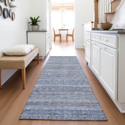 Machine Washable Indoor/Outdoor Chantille ACN2105 Blue 2'3" x 7'6" Runner Rug