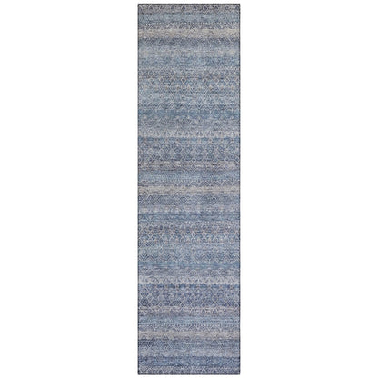Machine Washable Indoor/Outdoor Chantille ACN2105 Blue 2'3" x 7'6" Runner Rug
