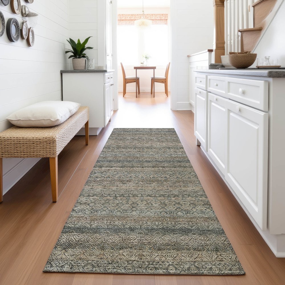 Machine Washable Indoor/Outdoor Chantille ACN2105 Chocolate 2'3"x7'6" Runner Rug