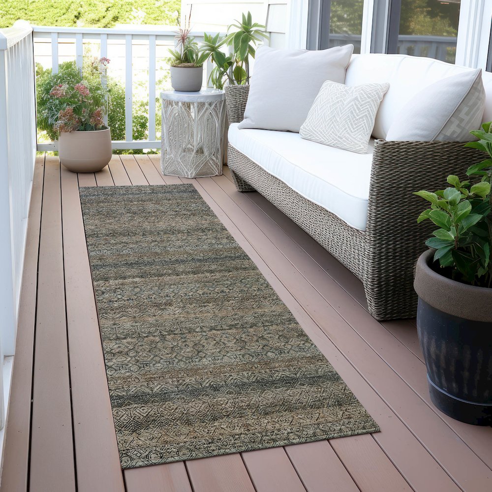 Machine Washable Indoor/Outdoor Chantille ACN2105 Chocolate 2'3"x7'6" Runner Rug