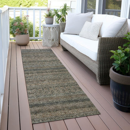 Machine Washable Indoor/Outdoor Chantille ACN2105 Chocolate 2'3"x7'6" Runner Rug