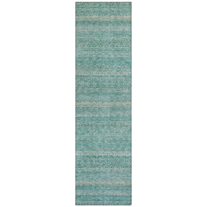 Machine Washable Indoor/Outdoor Chantille ACN2105 Teal 2'3" x 7'6" Runner Rug