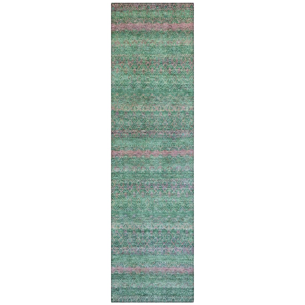 Machine Washable Indoor/Outdoor Chantille ACN2106 Green 2'3" x 7'6" Runner Rug