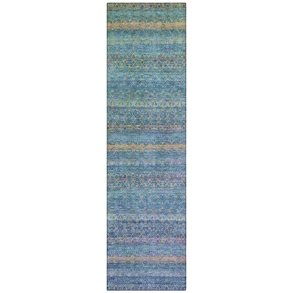 Machine Washable Indoor/Outdoor Chantille ACN2106 Teal 2'3" x 7'6" Runner Rug