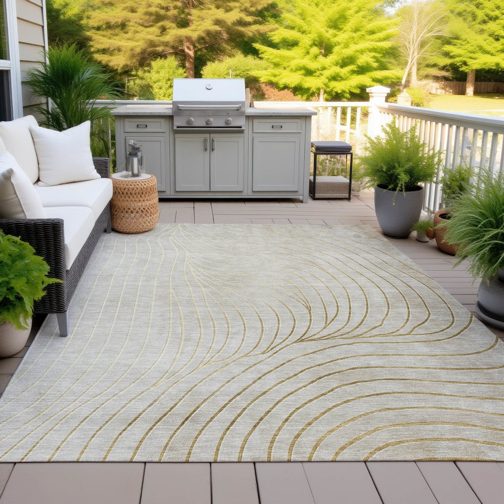 Machine Washable Indoor/Outdoor Chantille ACN2107 Beige 2'6" x 3'10" Rug