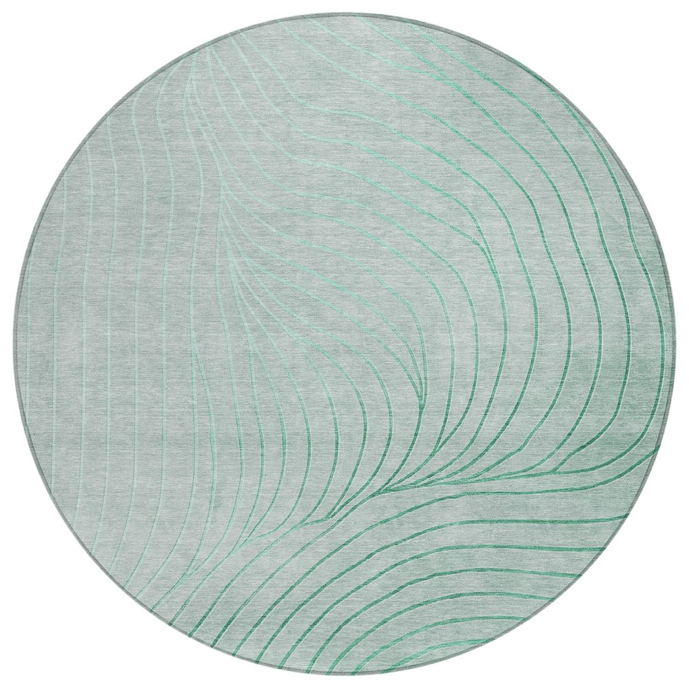 Machine Washable Indoor/Outdoor Chantille ACN2107 Mint 8' x 8' Round Rug