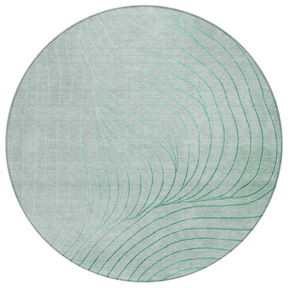 Machine Washable Indoor/Outdoor Chantille ACN2107 Mint 8' x 8' Round Rug