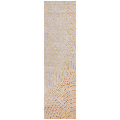 Machine Washable Indoor/Outdoor Chantille ACN2107 Orange 2'3" x 7'6" Runner Rug