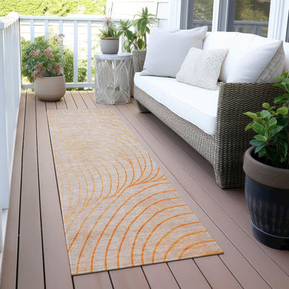 Machine Washable Indoor/Outdoor Chantille ACN2107 Orange 2'3" x 7'6" Runner Rug