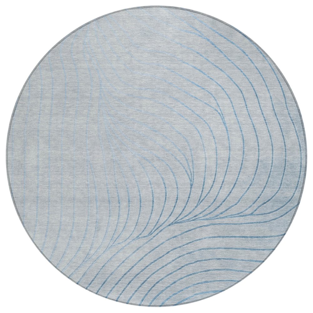 Machine Washable Indoor/Outdoor Chantille ACN2107 Sky 8' x 8' Round Rug