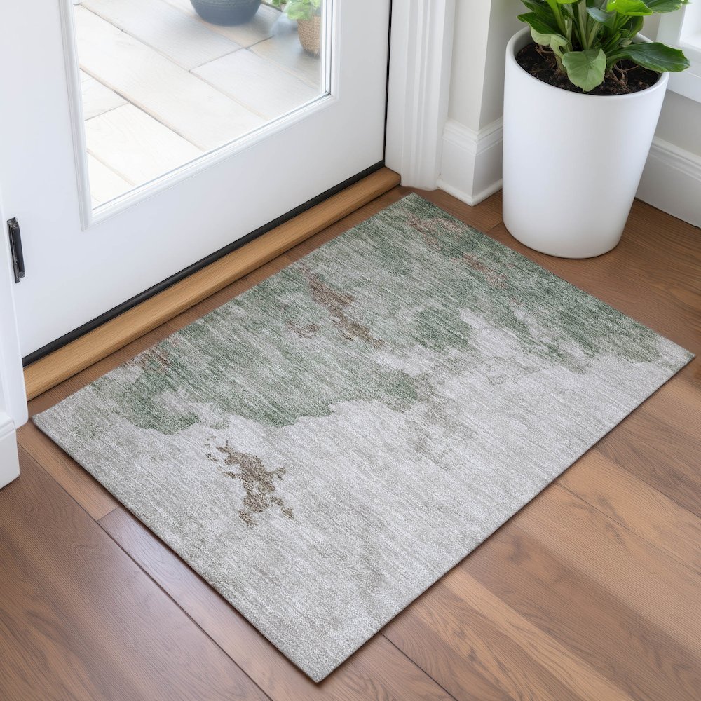 Machine Washable Indoor/Outdoor Chantille ACN2108 Aloe 1'8" x 2'6" Rug