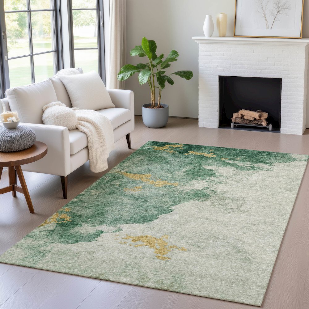 Machine Washable Indoor/Outdoor Chantille ACN2108 Emerald 2'6" x 3'10" Rug