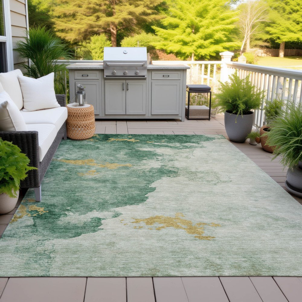 Machine Washable Indoor/Outdoor Chantille ACN2108 Emerald 2'6" x 3'10" Rug