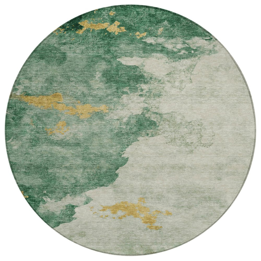 Machine Washable Indoor/Outdoor Chantille ACN2108 Emerald 8' x 8' Round Rug