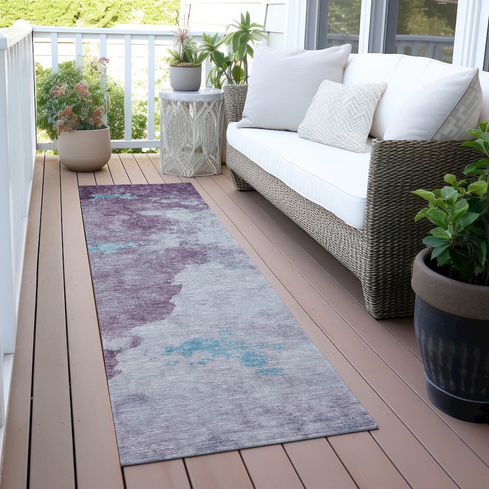 Machine Washable Indoor/Outdoor Chantille ACN2108 Lavender 2'3"x7'6" Runner Rug