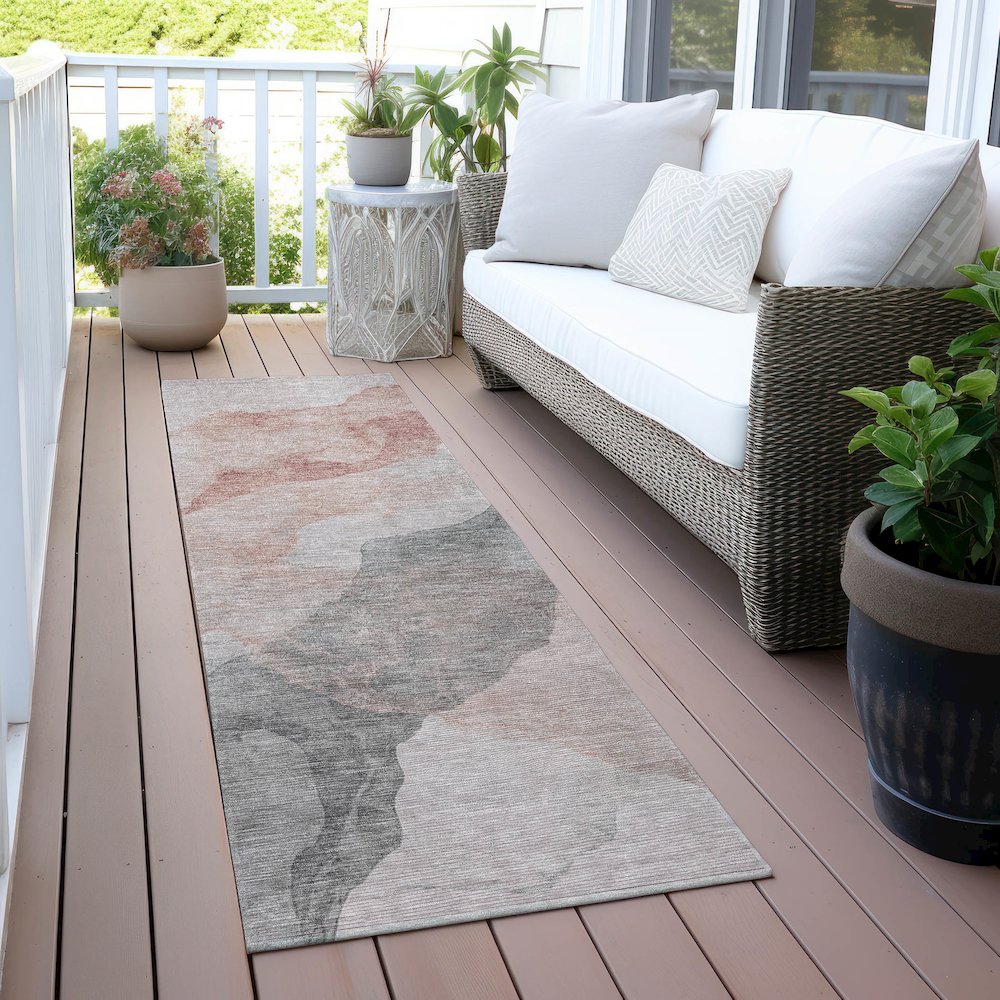 Machine Washable Indoor/Outdoor Chantille ACN2109 Salmon 2'3" x 7'6" Runner Rug