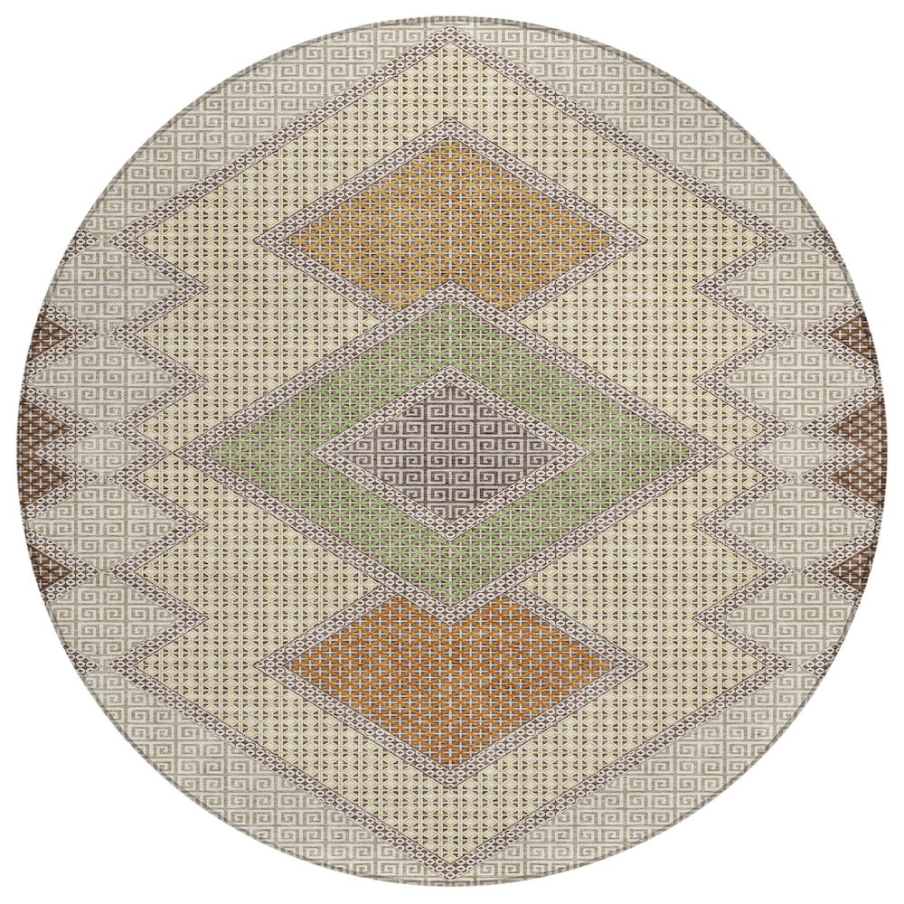 Machine Washable Indoor/Outdoor Chantille ACN2111 Brown 8' x 8' Round Rug