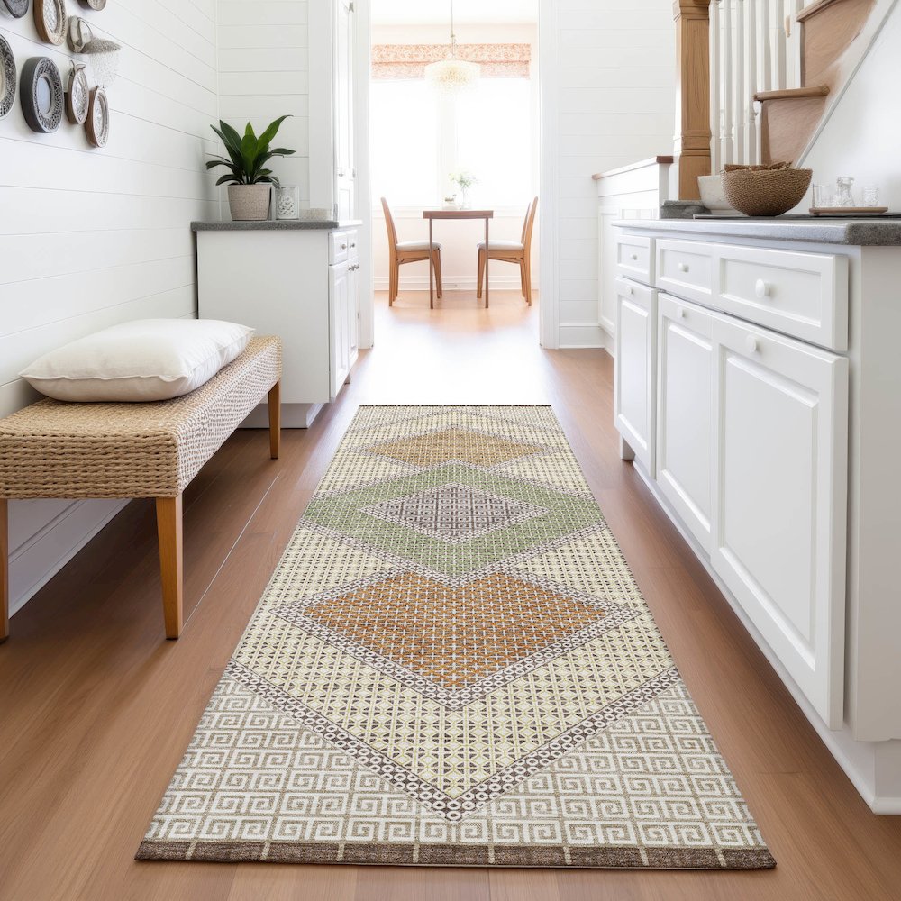 Machine Washable Indoor/Outdoor Chantille ACN2111 Brown 2'3" x 7'6" Runner Rug