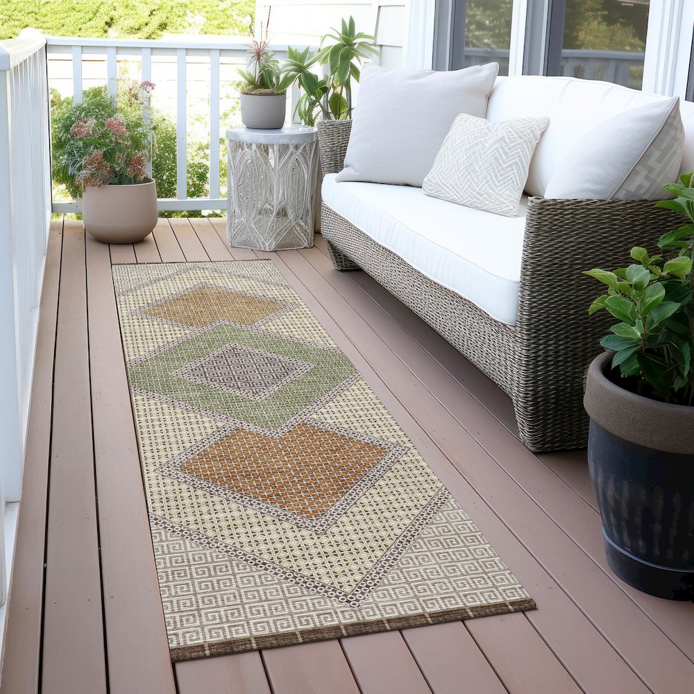 Machine Washable Indoor/Outdoor Chantille ACN2111 Brown 2'3" x 7'6" Runner Rug