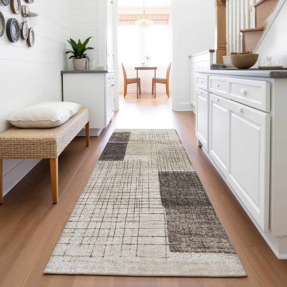 Machine Washable Indoor/Outdoor Chantille ACN2112 Brown 2'3" x 7'6" Runner Rug