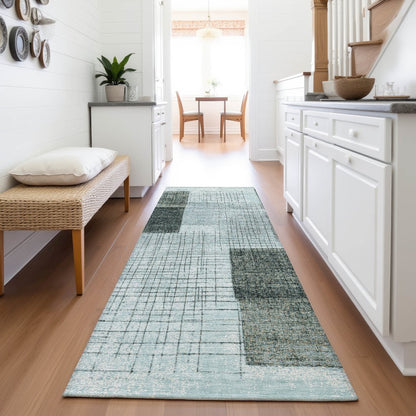 Machine Washable Indoor/Outdoor Chantille ACN2112 Teal 2'3" x 7'6" Runner Rug