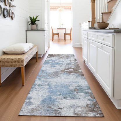 Machine Washable Indoor/Outdoor Chantille ACN2114 Brown 2'3" x 7'6" Runner Rug