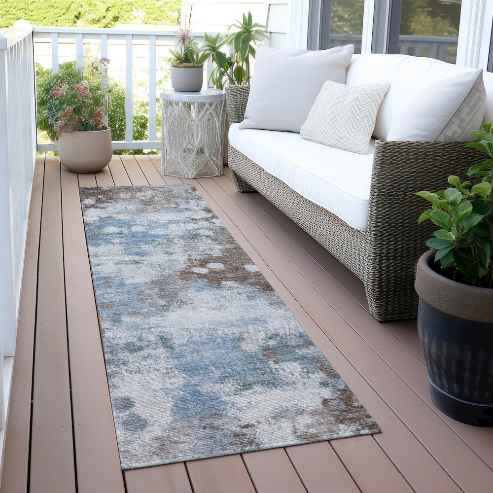 Machine Washable Indoor/Outdoor Chantille ACN2114 Brown 2'3" x 7'6" Runner Rug