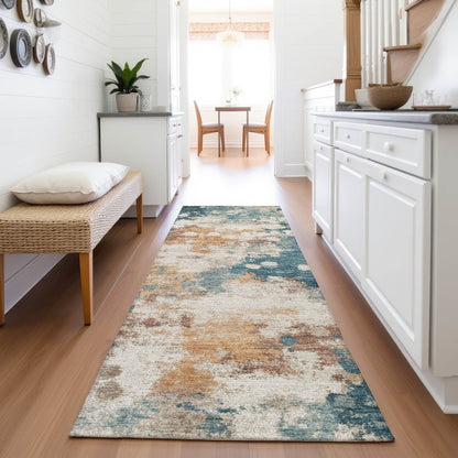Machine Washable Indoor/Outdoor Chantille ACN2114 Teal 2'3" x 7'6" Runner Rug