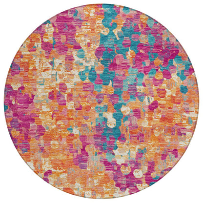 Machine Washable Indoor/Outdoor Chantille ACN2115 Blush 8' x 8' Round Rug