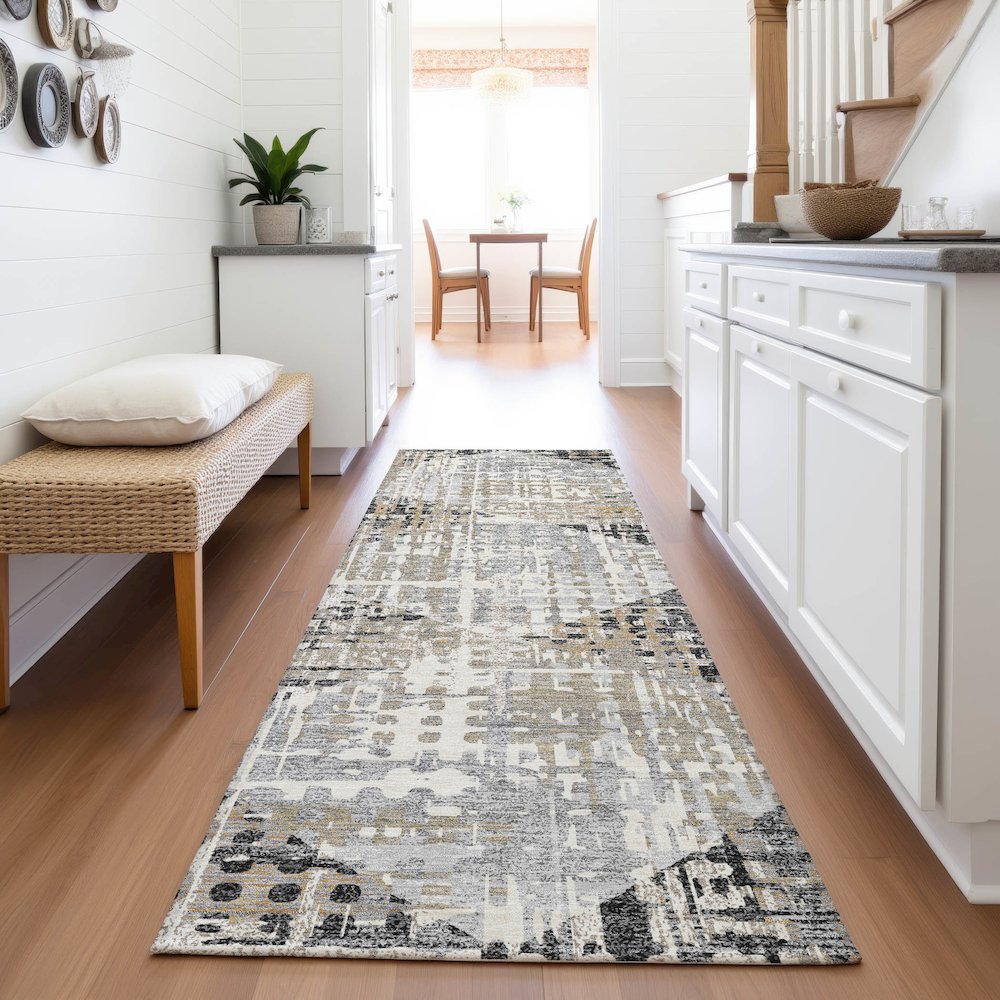 Machine Washable Indoor/Outdoor Chantille ACN2116 Black 2'3" x 7'6" Runner Rug