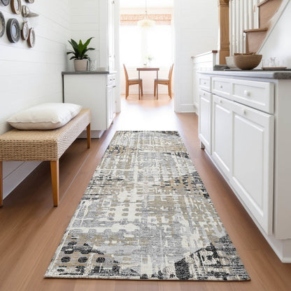 Machine Washable Indoor/Outdoor Chantille ACN2116 Black 2'3" x 7'6" Runner Rug