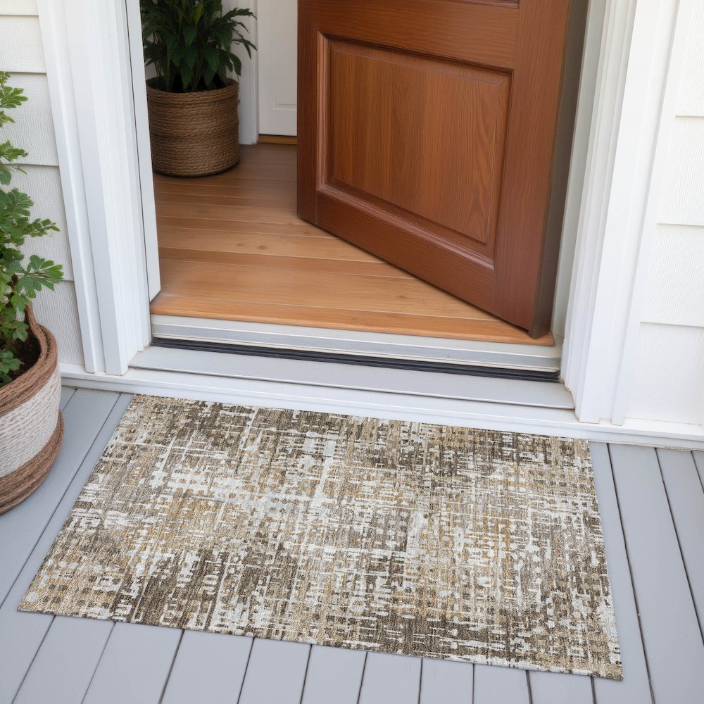 Machine Washable Indoor/Outdoor Chantille ACN2116 Brown 1'8" x 2'6" Rug
